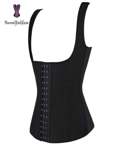 

3 hooks 4 steel boned waist cincher shaper breast lifter shapewear plus size latex waist trainer vest corset 886 q0819288t5286458, Black;white