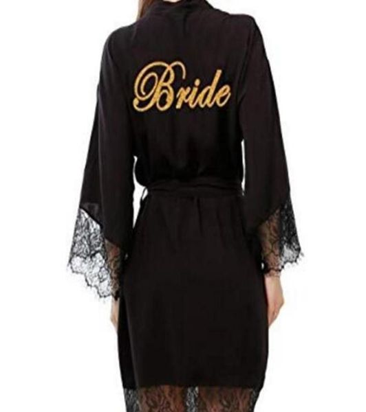 

cotton bridesmaid robes with lace trim women wedding bridal robe with gold 001 y2004256732239, Black;red