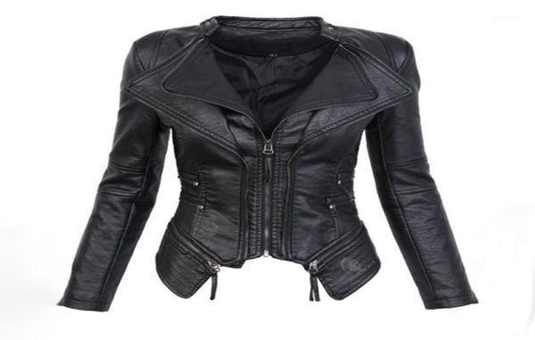 

black gothic faux leather pu jacket women winter autumn fashion motorcycle coat punk zipper outerwear plus size fall5704718