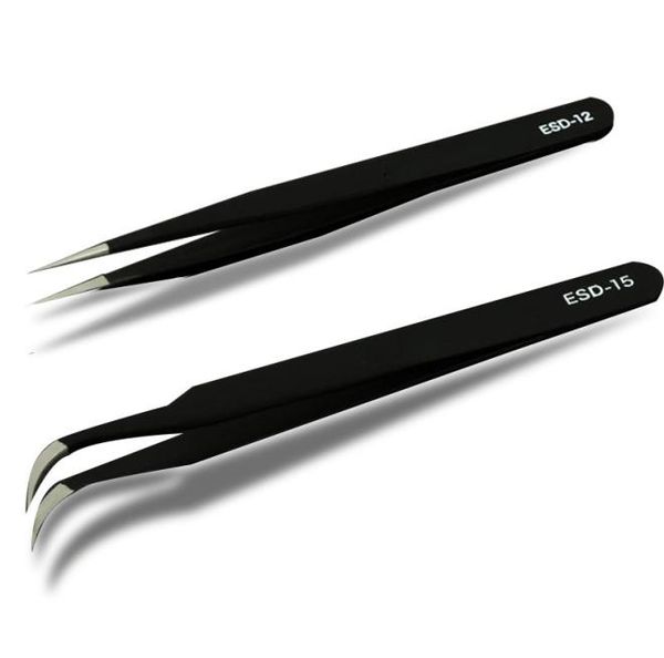 

10pcs antistatic curved stainless steel curved straight eyebrow tweezers false eyelash extension nail art diy makeup tools kit5765554