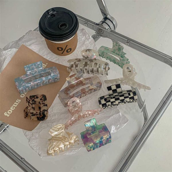 

korean imitation acetic acid hair clip high-end shark clip back of head temperament internet red hair accessory, Slivery;white