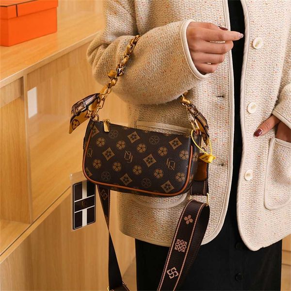 

new strap chain fashion old flower color matching crossbody women's single shoulder bag 60% off outlet online