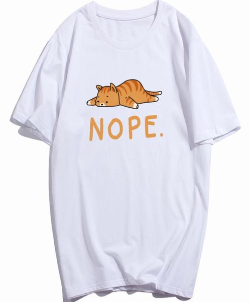

eu size funny t shirts cat nope lazy cartoon cotton unicorn panda tshirt printed tee humor cute gift2148744, White;black