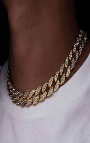 

men gold silver miami necklaces full diamond cuban chain hip hop fashion chains jewelry7669499