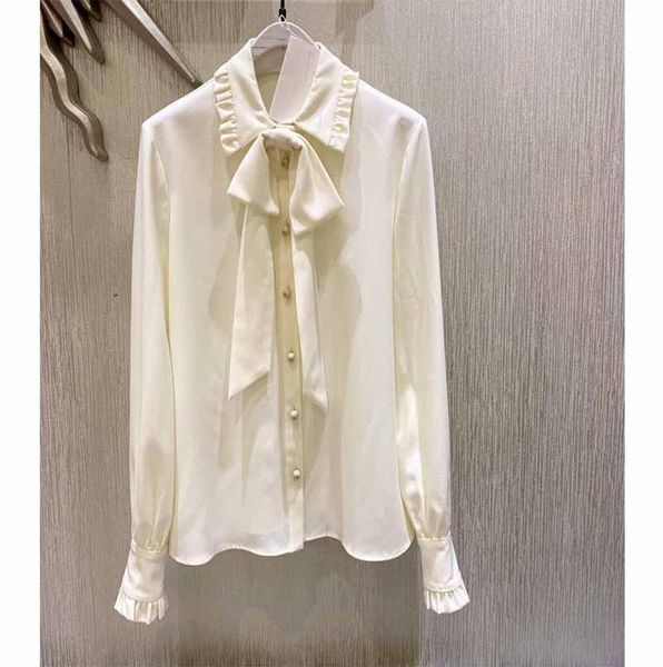 

cosmicchic silk blouses for women bow collar ruffle long sleeve shirt white blouse elegant shirts 2021 women039s 9448008