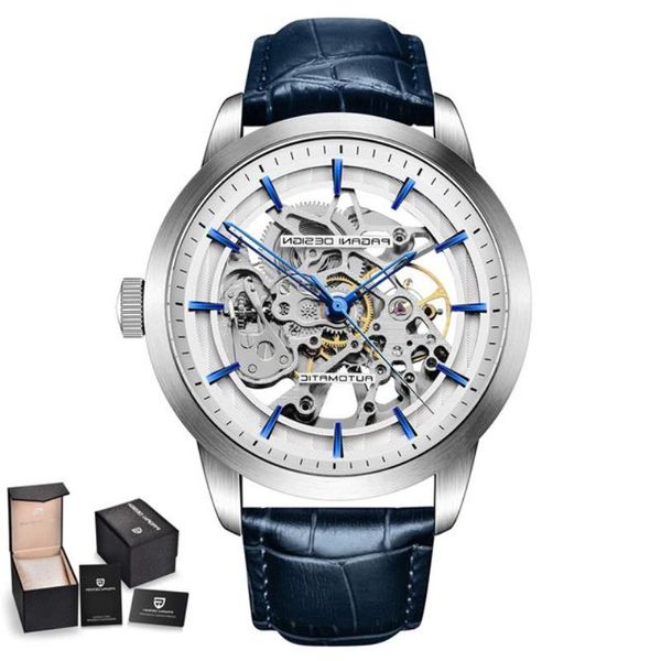 

belt hollow design movement mens mechanical sapphire watch automatic fully classic watch gold wpeqx, Slivery;brown