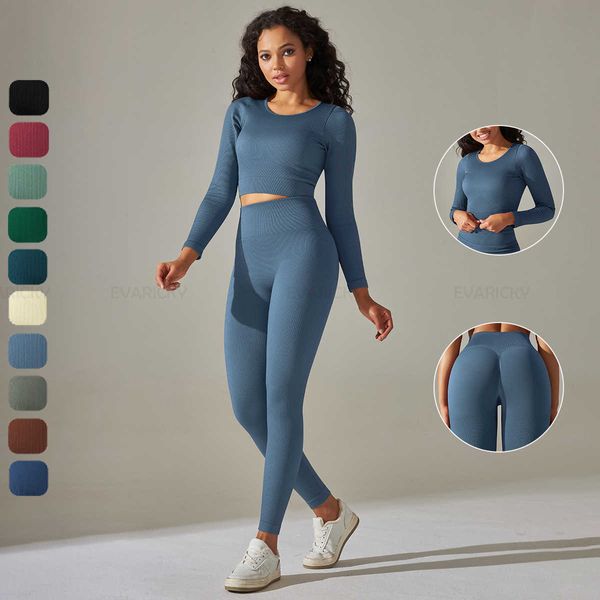

lu lu long sleeve crop tights gym yoga wear fitness yoga workout high waisted scrunch butt lifting leggings 2 piece set women