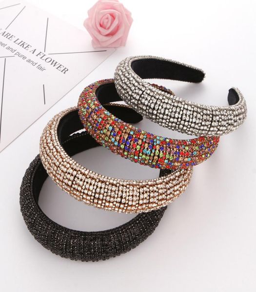 

baroque full crystal headbands hair bands for women lady shiny padded diamond headband hair hoop fashion party jewelry accessories8647766, Silver