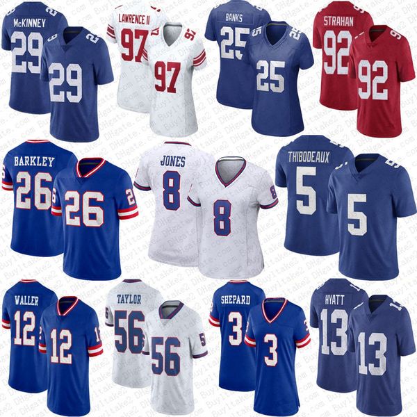 

13 jalin hyatt saquon barkley custom football jersey kayvon thibodeaux deonte banks daniel jones dexter lawrence taylor darren waller giants, Black;red