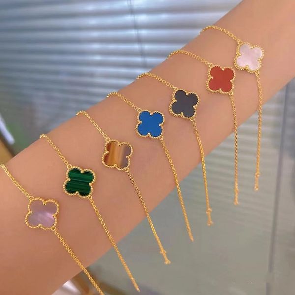 

classic lucky designer clover black onyx chain 18k white gold plated bracelets ladies and girls valentine's day mother's day engag