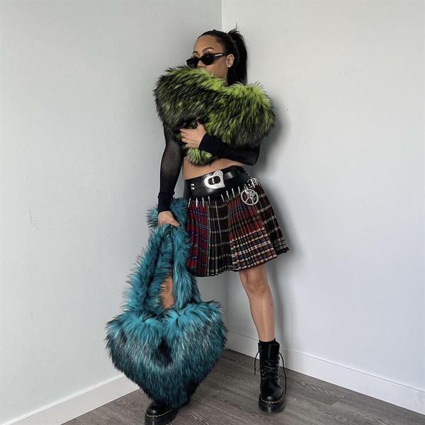 

evening bags fluffy plush winter women handbags heart shaped faux fur shoulder bag cute love crossbody for 2023 tote lady shopper 230831