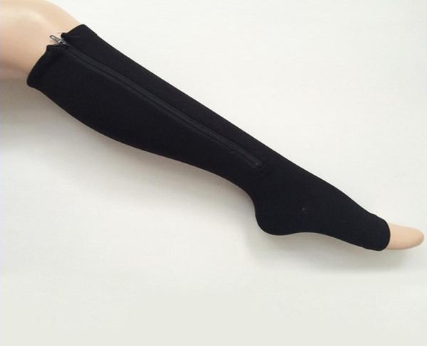 

women compression zip up socks slimming shaper leg 50pairlot5292766, Black;white
