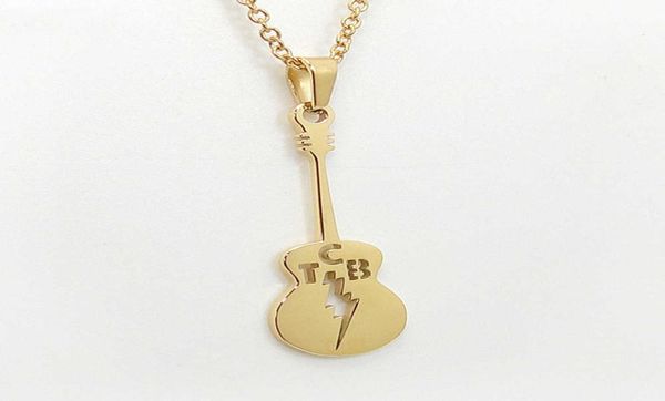 

pendant necklaces elvis fans memarial gift guitar lute hollow tcb letter pendant necklace gold plated stainless steel jewelry drop1496584, Silver