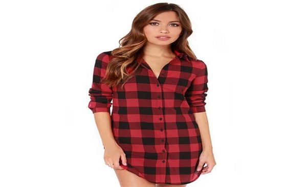 

fashion2017 new women long shirts long sleeve shirts chemise femme manche longue plaid shirt women plus size red party club cloth4536998, White