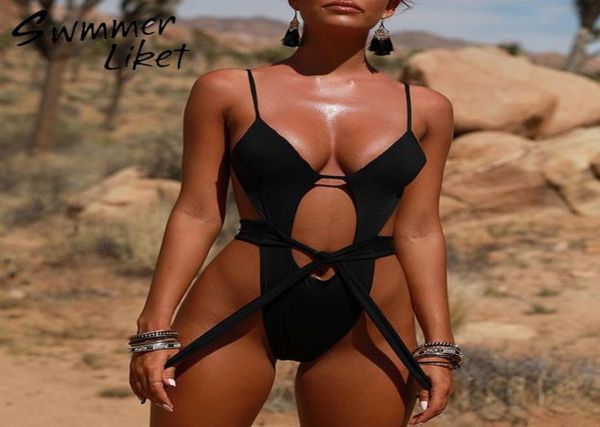 

black one piece swimsuit female bathing suit brazilian thong bikini 2019 push up bandage swimwear women monokini string new8317531, White;black