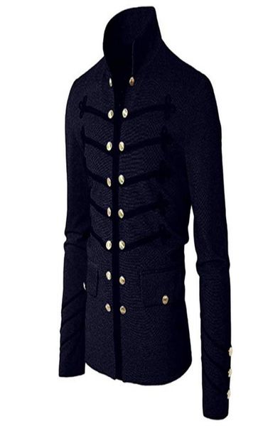 

men039s trench coats 2021 vintage solid men gothic jacket steampunk tunic rock frock uniform male punk metal coat outwear1379795, Tan;black