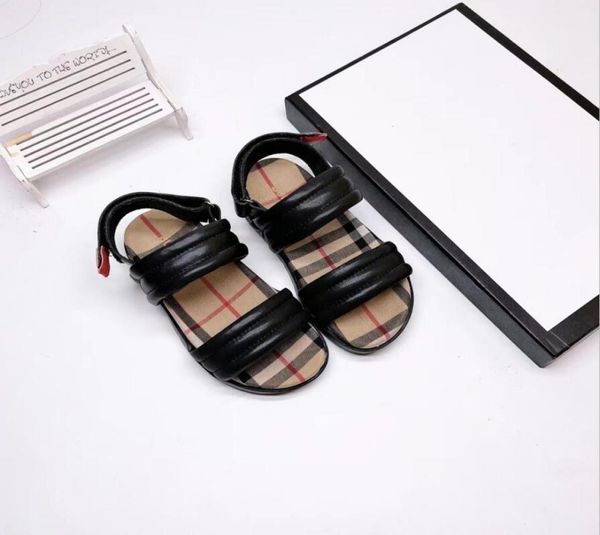 

girls039 fashion sandals black boys039 home slippers leather lattice designer shoes eu 26353388485, Black;red