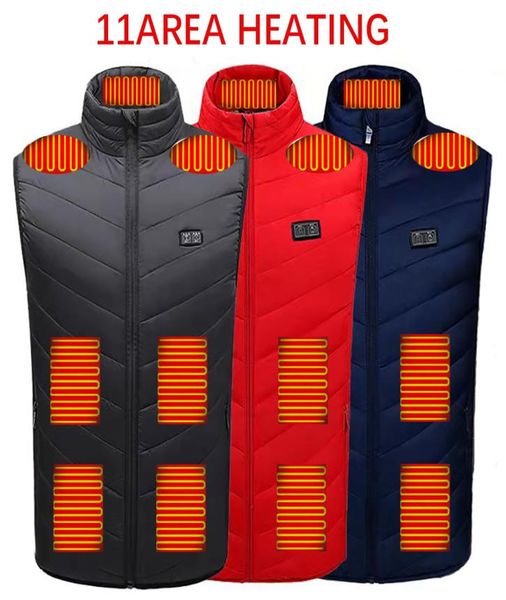 

qnpqyx new 11 areas self heated vest men woman heating jacket heated usb powered body warm heating thermal vest women winter cloth1773936, Black;white