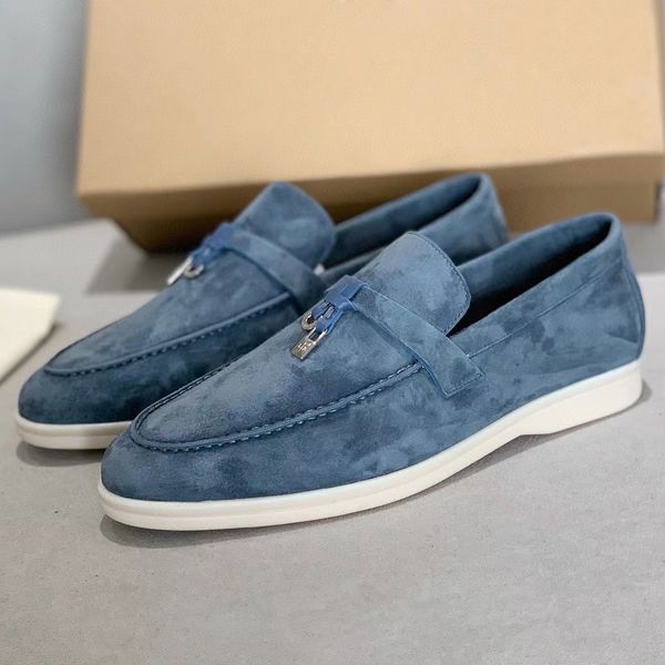 

piana couples shoes summer walk charms embellished suede loafers moccasins genuine leather casual slip on flats men lp luxury designer dress, Black