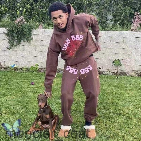 

men's hoodies sweatshirts front foam printed men women sp5der brown 555555 hoodie, Black