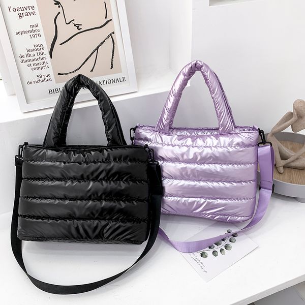 

evening bags fashion winter space padded cotton women crossbody casual nylon large capacity female shoulder solid color handbags 230831