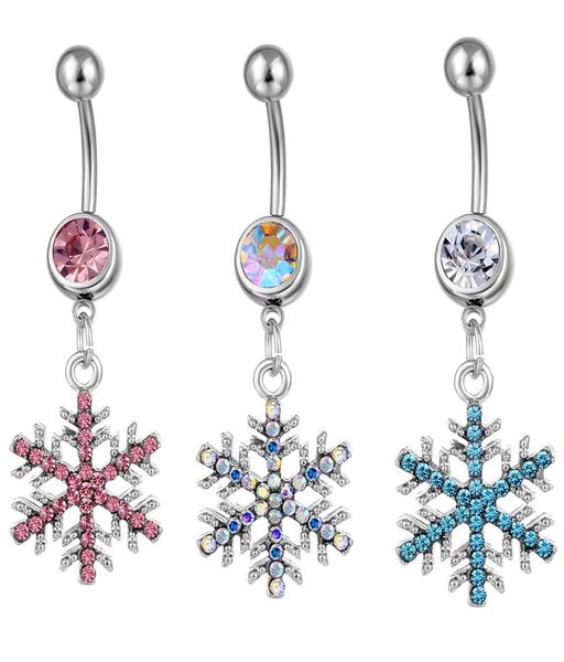 

d0743 snowflower mix colors belly navel button ring012349805652, Silver
