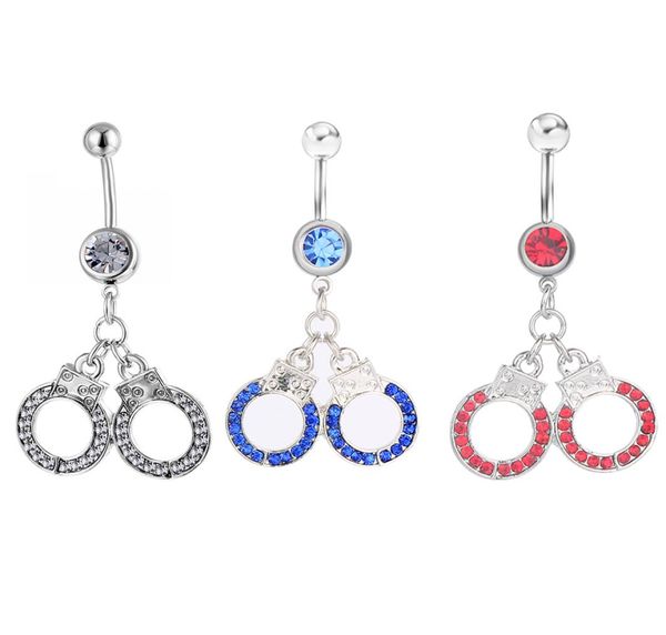 

d0018 handcuffs belly navel button ring mix colors012341582683, Silver