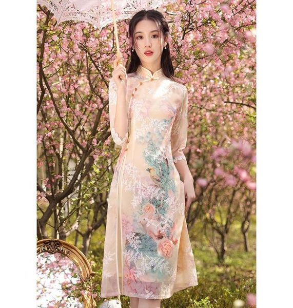 

ethnic clothing half sleeve yai gilrs tradition vietnamese ao dai dress4986941, Red