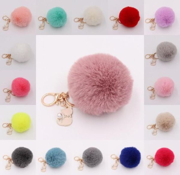 

faux fur pompom balls key rings for girls women soft and plush fluffy pompoms keychains fashion bag jewelry cute accessories2767299, Slivery;golden