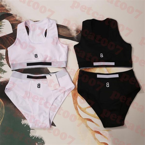 

letter embroidered swimsuit tracksuit bikini womens sports tank briefs fashion ladies swimwear two colors305b