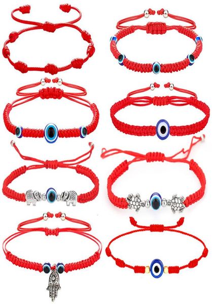

2021 hanmade rope chain fatima hand evil blue eye pendants woven red string bracelet for women fashion lucky elephant tortoise bra5559850, Black
