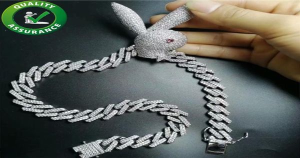 

mens jewelry hip hop iced out pendant luxury designer necklace bling diamond cuban link chain big pendants rabbit animal rapper ac3312042, Silver