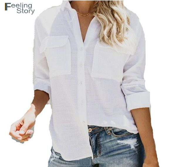 

white button down shirt for women linen blouse long sleeve women and blouses cotton summer turn down collar office shirt9011613