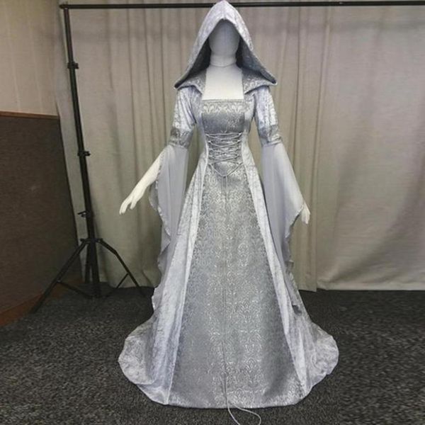 

vintage goth dress medieval style cosplay dress festival clothing women boho romantic maxi court costumeg76306299, Black;gray