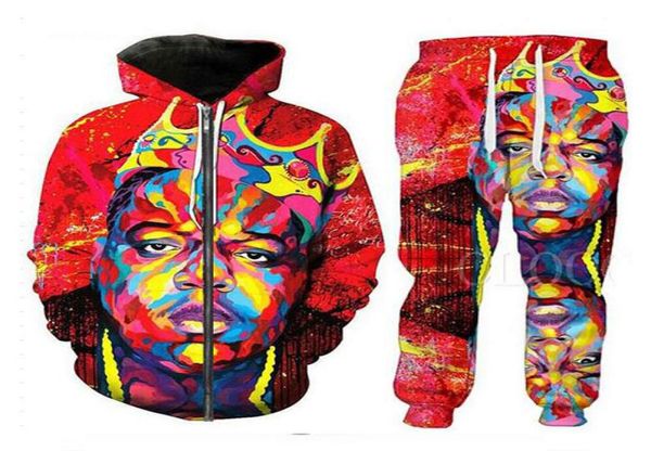

new menwomens the notorious bigbiggie smalls 3d print casual fashion zipper hoodiessweatpants hip hop tracksuits hoodiepants3462373, Gray