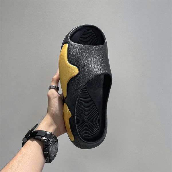 

thick sole plus cotton slipper sandals foam runners pure core resin rubber plastic fat slipper beach sandals, Black