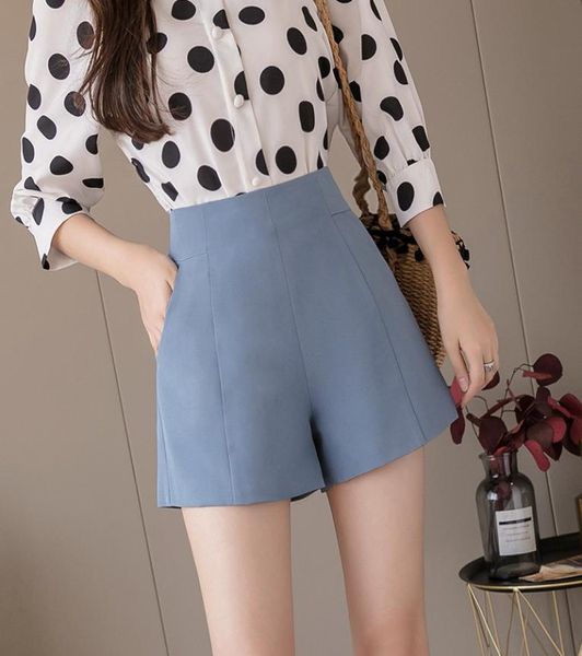 

women summer new highwaist shorts chiffon broad leg thin loose large size office ladies suit shorts casual aline shorts d5177 x05803128, White;black
