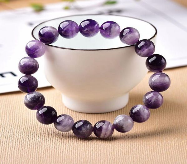 

10mm amethyst bead bracelet natural stone strand mew lavender color jewelry for women gift7866684, Black