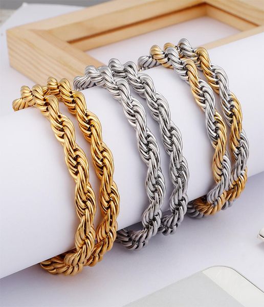 

multicolor 316 stainless steel 8mm rope chains necklace gold and silver 24 inch hip hop jewerly2936722