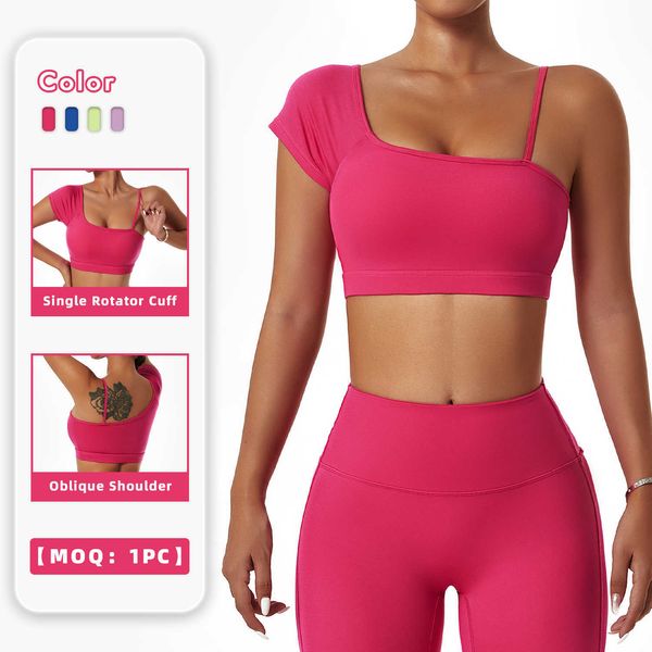 

lu lu arrival personality one shoulder halter yoga bras outer wear sports bra