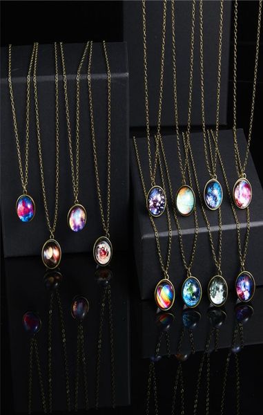 

fashion statement gorgeous colorful hoop glass galaxy planet earth universe ball pendant link chain necklace glow in the dark1224332, Golden;silver