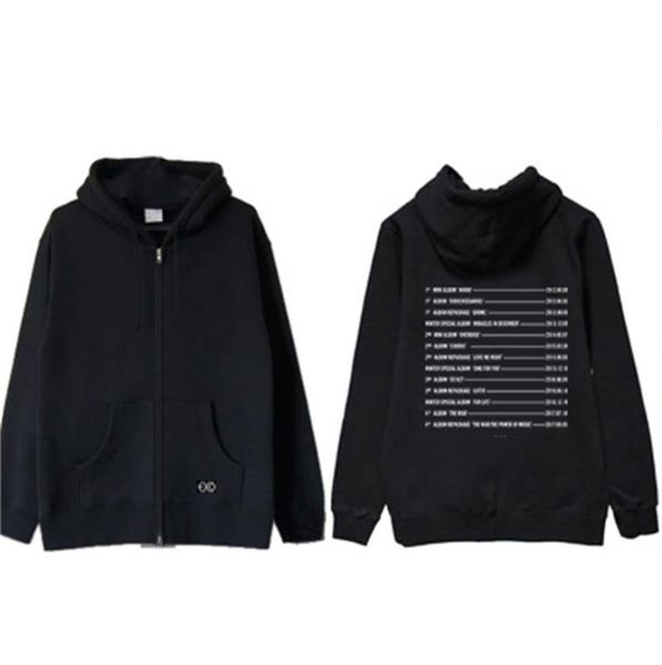 

kpop exo hoodie four round concert the elyxion the same bf style jacket hooded sweatershirt loose hoodie hoody zipper coat kpop y7383663, Black