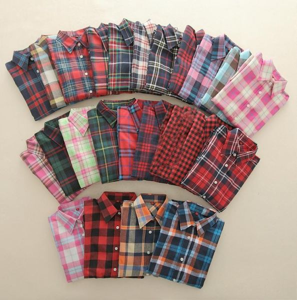 

new women blouses long sleeve shirts cotton red and black flannel plaid shirt casual female plus size blouse 2406429, White