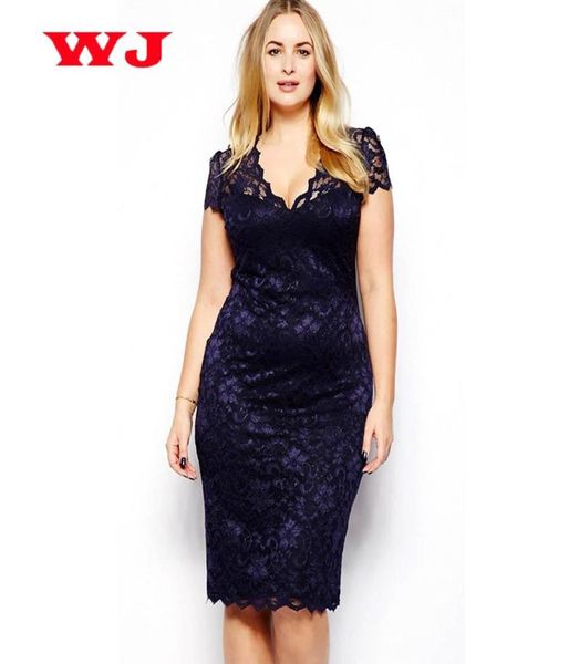 

2018 summer style women pencil bodycon dress feminino vintage slim fit blue lace dresses party vestidos plus size m3xl6956050, Black;gray