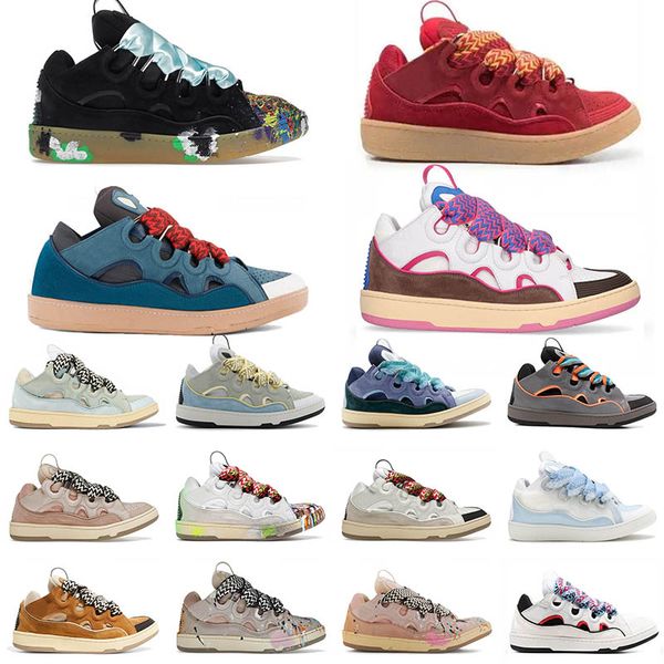 

designer mesh woven lace-up shoes style extraordinary embossed leather curb sneakers mens womens in nappa calfskin rubber platform running s, Black