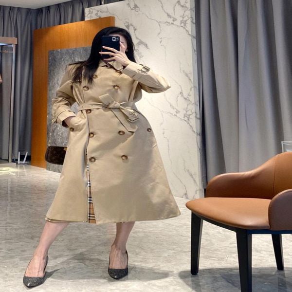 

doublesided dust cotton coat windbreaker women039s leisure double breasted trench fashion european and american cla1178667, Tan;black