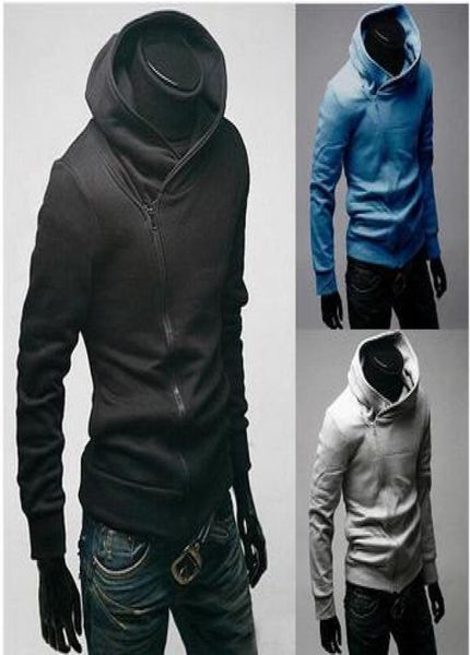 

2016 casual hoodies men novel sweatshirt oblique zipper cotton slim sportswear tracksuit patchwork mens hoodiessweatshirts a151472186, Black