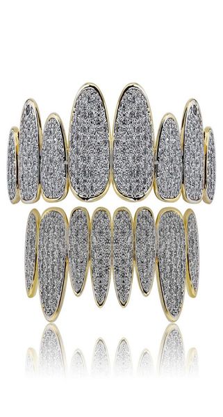 

punk grillz set gold silver irregular 8tooth canines with zircon teeth grillz9750229, Black