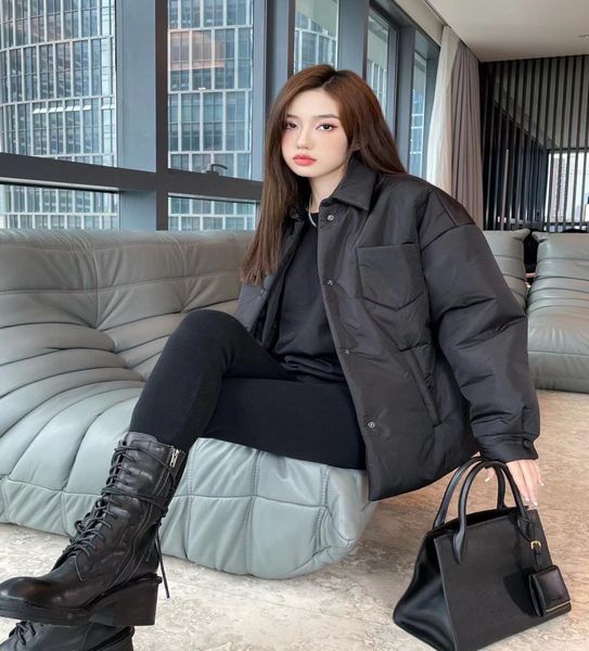 

women039s brand jacket ootd new autumn winter designer metal triangle logo jacket fashion overcoat down jacket spring women035785105, Black;brown