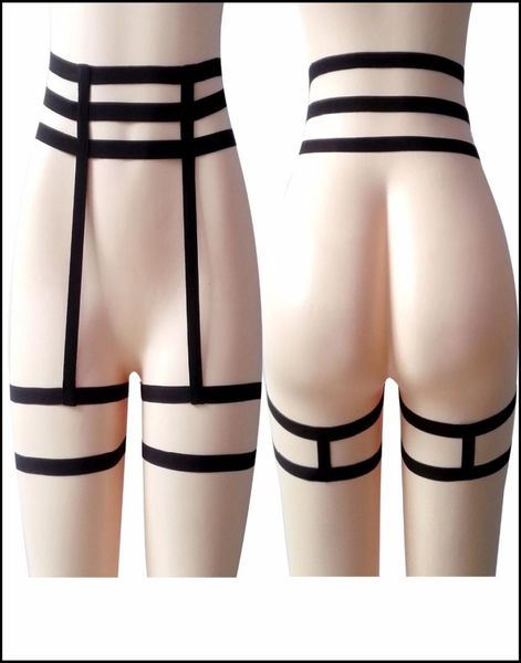 

new 2018 women39s punk goth harajuku fetish pentagram gothic garter belt leg band harness suspender garter lingerie7024665, Black;white